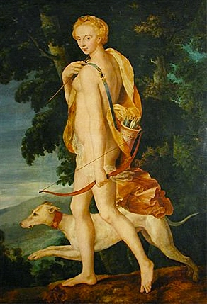 Diana cazadora, c. 1550, Escuela de Fontainebleau, París, Museo del Louvre