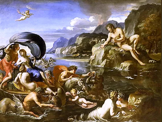 Acis y Galatea se esconden de la vista de Polifemo, 1640, François Perrier, París, Museo del Louvre