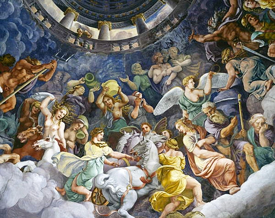 Dieux de l’Olympe, 1532-1535, fresque, Giulio Romano, Mantoue, Palazzo Te