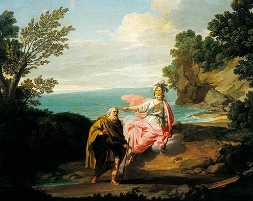 Athéna transformant le héros grec Ulysse en mendiant, vers 1765, Giuseppe Bottani, Pavie, Musei Civici del Castello Visconteo