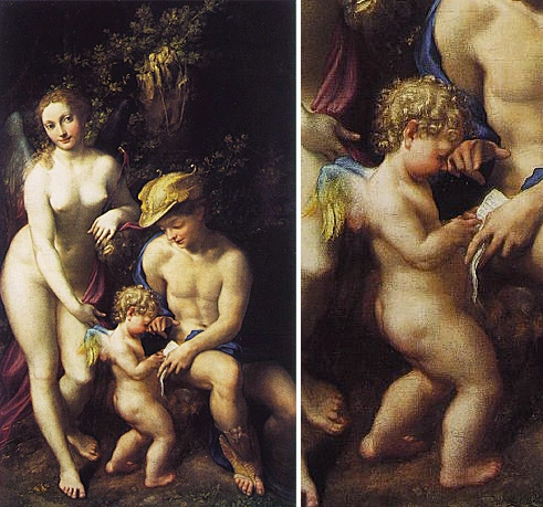La educación de Amor 1525, Correggio, Londres, National Gallery
