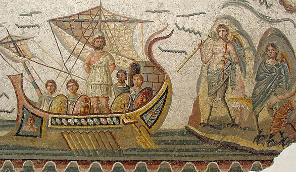 Les Sirènes tentent d’attirer Ulysse. Mosaïque romaine du IIIe siècle, Tunis, Musée du Bardo