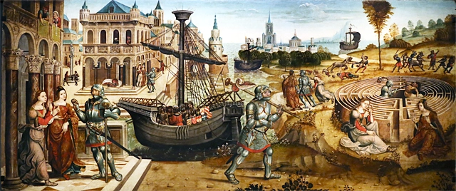 Teseo y el Minotauro, 1510-1520, Maestro del Cassoni Campana, Aviñón, Museo del Petit Palais
