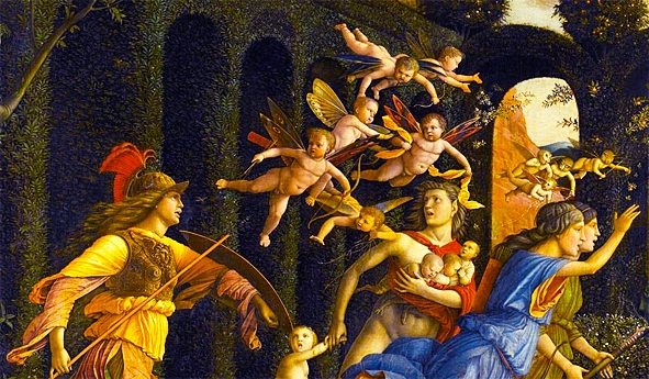 Minerva expulsando los Vicios del jardín de la Virtud, detalle, c. 1499-1502, Andrea Mantegna, París, Museo del Louvre