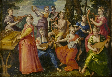 Apolo y las Musas, siglo XVI, Martin de Vos (Amberes 1532-1603) Bruselas, Museos reales de Bellas Artes