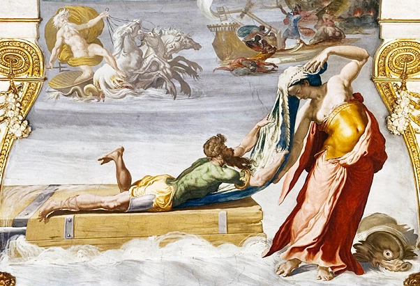 Ulysse sauvé par la nymphe Leucothée, fresque, 1549-1554, Pellegrino Tibaldi, Bologne, Palazzo Poggi