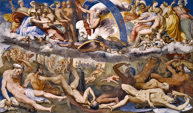 Caída de los Gigantes, 1531-1533, fresco, Perino del Vaga, Génova, Palazzo Doria di Fassolo