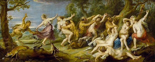 Diane et ses nymphes surprises pour des satyres, 1639-1640, Pierre Paul Rubens, Madrid, Museo del Prado-