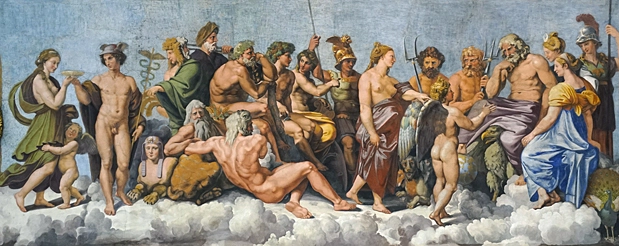 Concilio de los dioses, fresco, 1515-1517, Rafael, Roma, Villa Farnesina