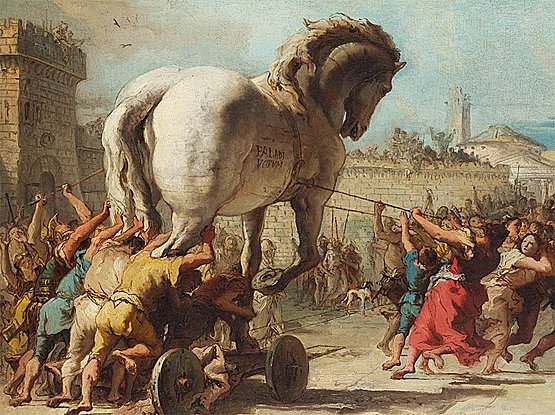 Transporte a la ciudad del caballo de Troya, c. 1760, Giovanni Battista Tiepolo, Londres, National Gallery