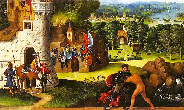 Lucha de Orlando contra Rodomonte, 1530-1544, Battista Dossi, Hartford, Wadsworth Atheneum Museum of Art.