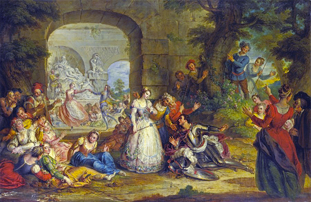 La boda de Angélica y Medoro, cartón para tapiz, 1747-1751, Charles-Antoine Coypel, Nantes, Museo de Bellas Artes.