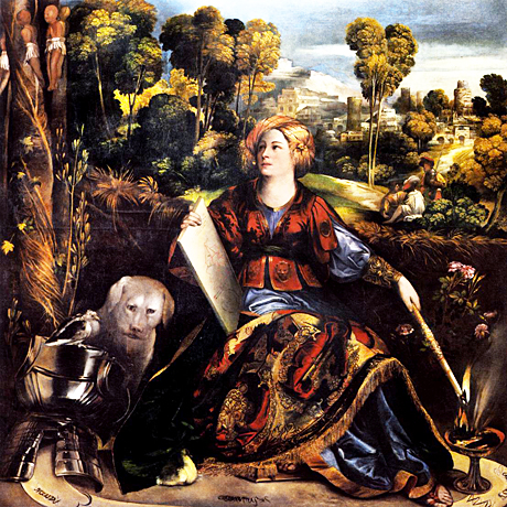 La magicienne Mélisse, détail, vers 1518-1531, Dosso Dossi, Rome, Galleria Borghese.
