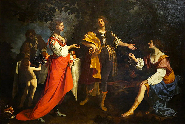 Angélique et Médor prennent congé des bergers, 230 x 340 cm, 1634, Orazio Fidani, Florence, Galleria degli Uffizi.