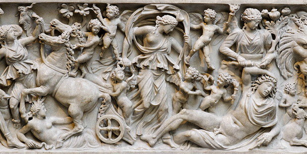 Sarcophage d’Endymion et Séléné, détail, vers 230-235 après J.C., Paris, musée du Louvre.