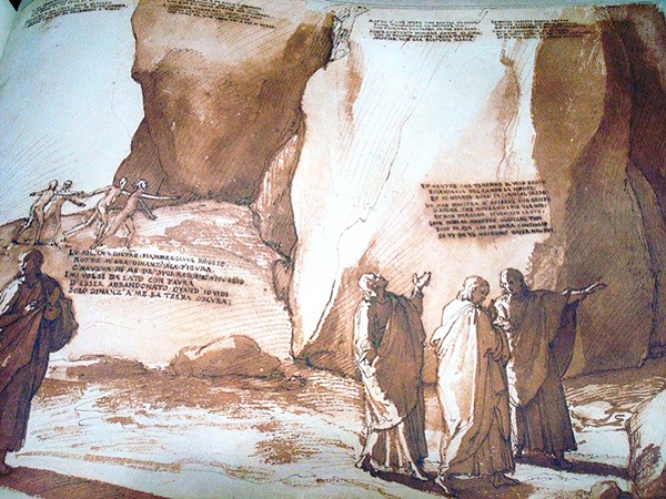 Dante historiato, Purgatorio, canto II, Federico Zuccari, siglo XVI, Florencia, Galería de los Oficios.