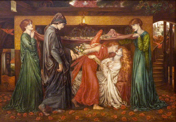 Le songe de Dante au moment de la mort de Béatrice, vers 1848, Dante Gabriel Rossetti, Liverpool, Walker Art Gallery. 