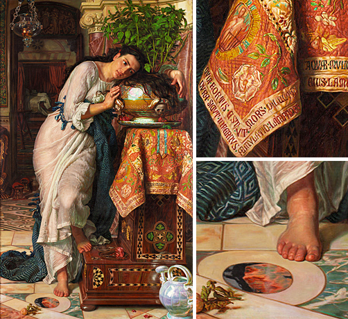 Isabella et le pot de basilic, 1867, William Holman Hunt, Newcastle, Laing Art Gallery.