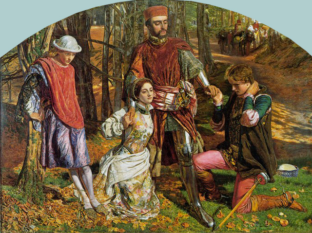 Valentín rescatando a Silvia de Proteo, 1851, William Holman Hunt, Birmingham, Museum and Art Gallery.