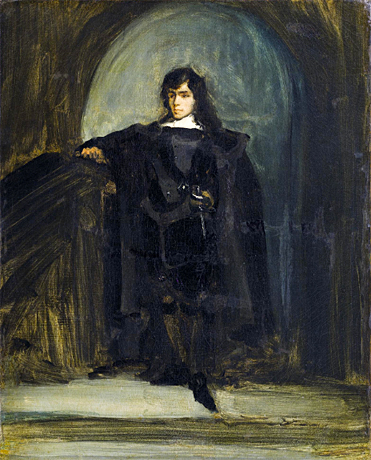 Autorretrato como Ravenswood o como Hamlet, c. 1821, Eugène Delacroix, París, museo del Louvre.