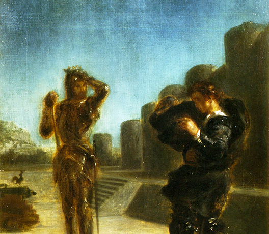 Hamlet découvre le spectre de son père, vers 1825, Eugène Delacroix, Cracovie, musée de l’Université.