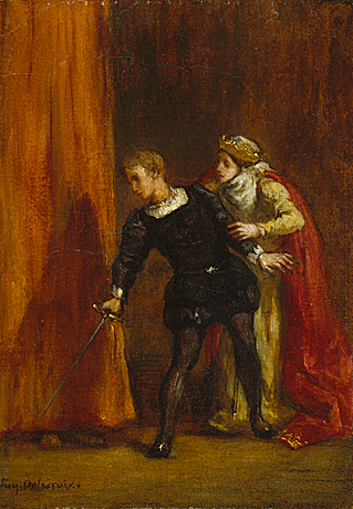 Hamlet y su madre, hacia 1830, Eugène Delacroix, Nueva York, Metropolitan Museum.