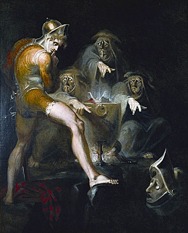 Macbeth consulting the vision of de armed head, 1793, Johan Heinrich Füssli.