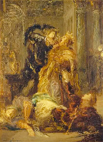 Hamlet forçant le roi à boire le poison, 1850, Gustave Moreau, Paris, musée Gustave Moreau.