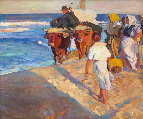 Sortant du bateau, Joaquín Sorolla, huile sur toile, 100 x 120 cm, Collection particulière.