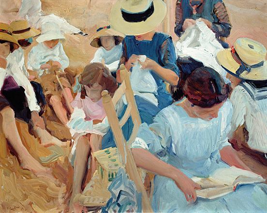 Sur le sable, plage de Zarautz, 1910, huile sur toile, 99 x 125 cm, Madrid, Museo Sorolla.