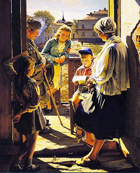 Carta del frente, 1947, Aleksandr Laktionov, Moscú, Museo Estatal.