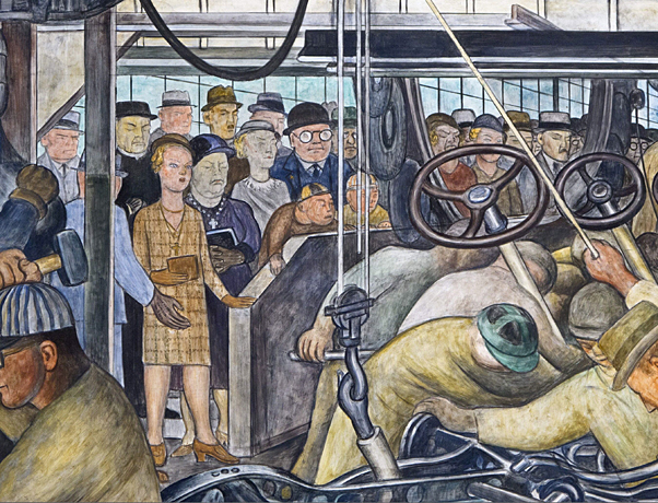 La industria de Detroit, detalle, 1933, Diego Rivera, Detroit, Institute of Arts.