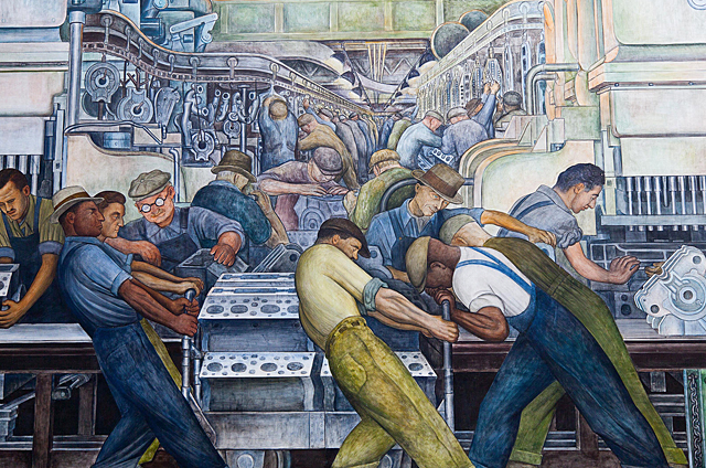 La industria de Detroit o el hombre y la máquina, pared norte, 1933, Diego Rivera, Detroit, Institute of Arts.