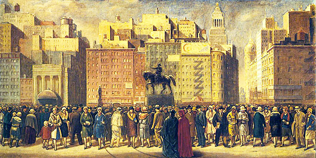 Dante y Virgilio en Union Square, 1932, Isabel Bishop, Madison, Universidad de Wisconsin.