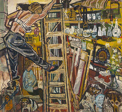 Jean on a Step - Ladder in the Kitchen, 1956, John Bratby, Yale, British Art Center.