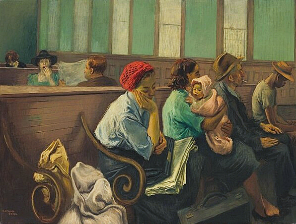 A Railroad Station Waiting Room, c. 1940, Raphael Soyer, Washington, National Gallery of Art.
