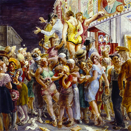 Wonderland Circus (Cirque du pays des merveilles), Sideshow Coney Island, 1930, Reginald Marsh, Sarasota, Ringling Museum.