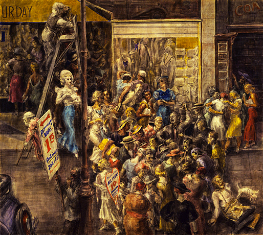 In Fourteenth Street, 1934, Reginald Marsh, Nueva York, Museum of Modern Art (MoMA).