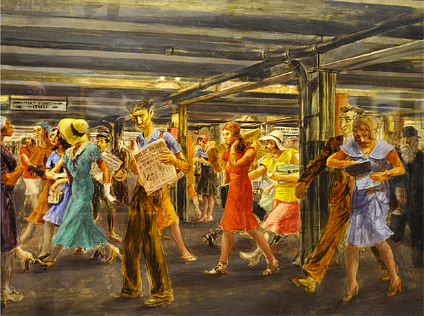 Subway in 14th Street, 1930, Reginald Marsh, Chattanooga, Tennessee, Hunter Museum of American Art.