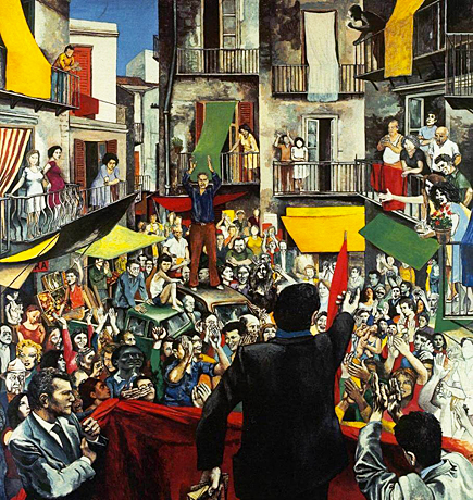 Neighbourhood Rally, 1975, Renato Guttuso, Bolonia, Galleria d´arte Maggiore.