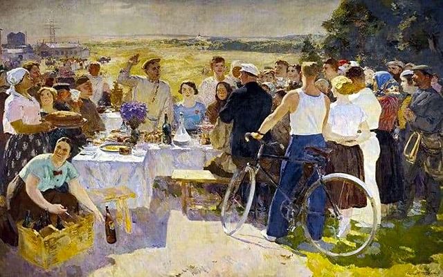 Una celebración en el Kolkhoz, 1937, Sergey Gerasimov, Moscú, Galería Estatal Tretiakov.