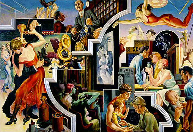 City Activities with Dancehall, tiré de America Today, 1930-32, Thomas Hart Benton, New York, Metropolitan Museum.