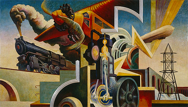 Instruments of power, tiré de America Today, 1930-32, Thomas Hart Benton, New York, Metropolitan Museum.