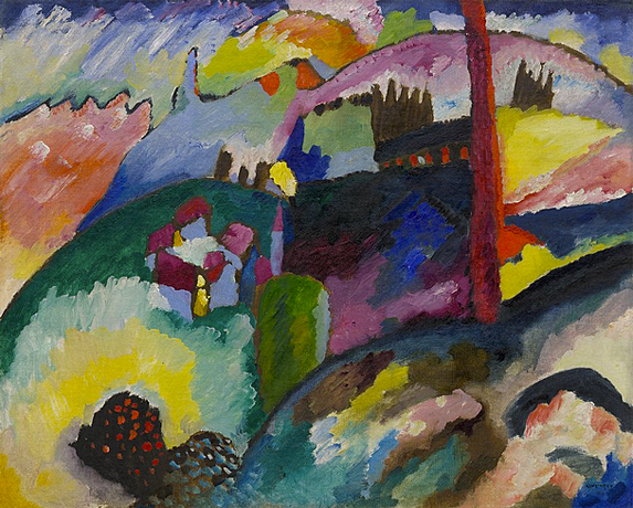 Landscape with Factory Chimney (Paisaje con chimenea de una fábrica), 1910, Vassily Kandinsky, Nueva York, Guggenheim Museum.