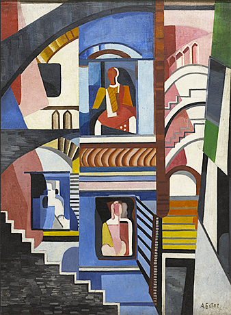 Composición teatral, c. 1925, Alexandra Exter, Nueva York, Museum of Modern Art, MoMA.