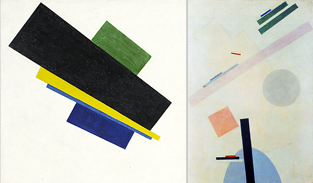 Suprematismo 18, ca. 1914; Suprematismo, 1917, Kasimir Malevitch