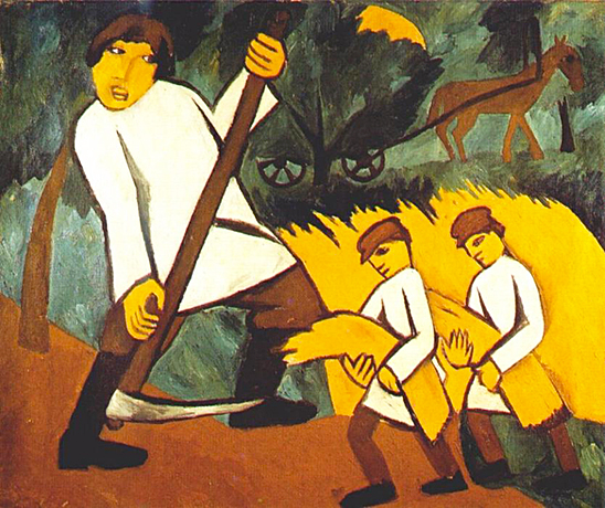 La siega del heno, 1910, Natalia Goncharova, Colección privada.