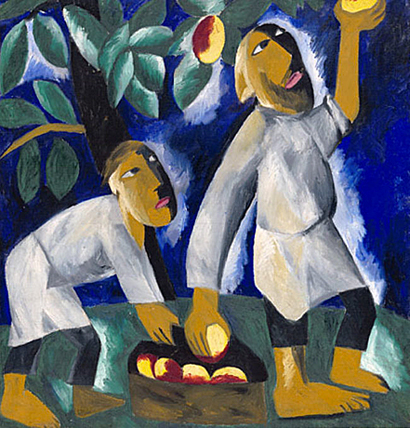 Campesinos recogiendo manzanas, 1911, Natalia Goncharova, Londres, Tate Modern.