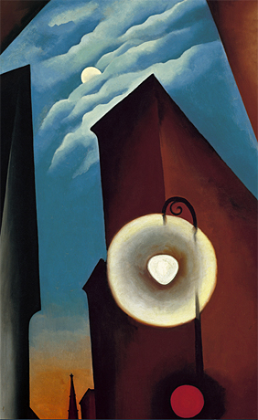 Georgia O'Keeffe, Calle de Nueva York con luna (New York Street with Moon, 1925, Madrid, Museo Thyssen Bornemisza.