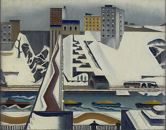 Harlem River, ca. 1928, Preston Dickinson, Nueva York, Museo de Arte Moderno.